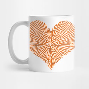 Turing Pattern Sunburst Love Heart (Orange) Mug